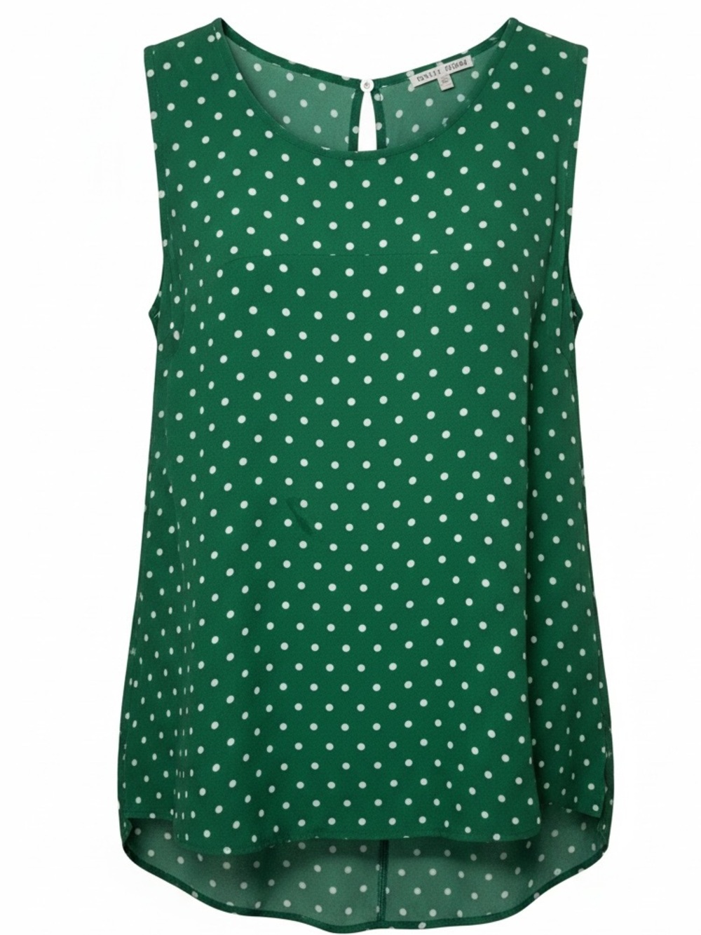 Truly 4 You Sleeveless Green Polka Dot Tank Top Sz L Lightweight Layer Piece EUC